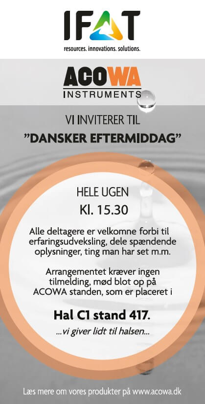 WASYS udstiller på IFAT - og afholder Dansker Eftermiddag hver dag kl. 15:30